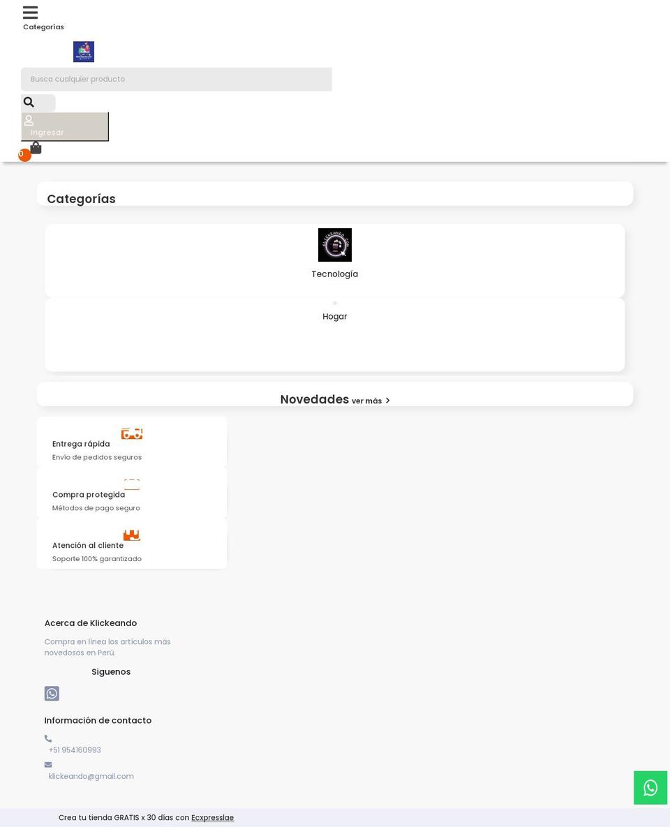 klickeando.com shopify website screenshot