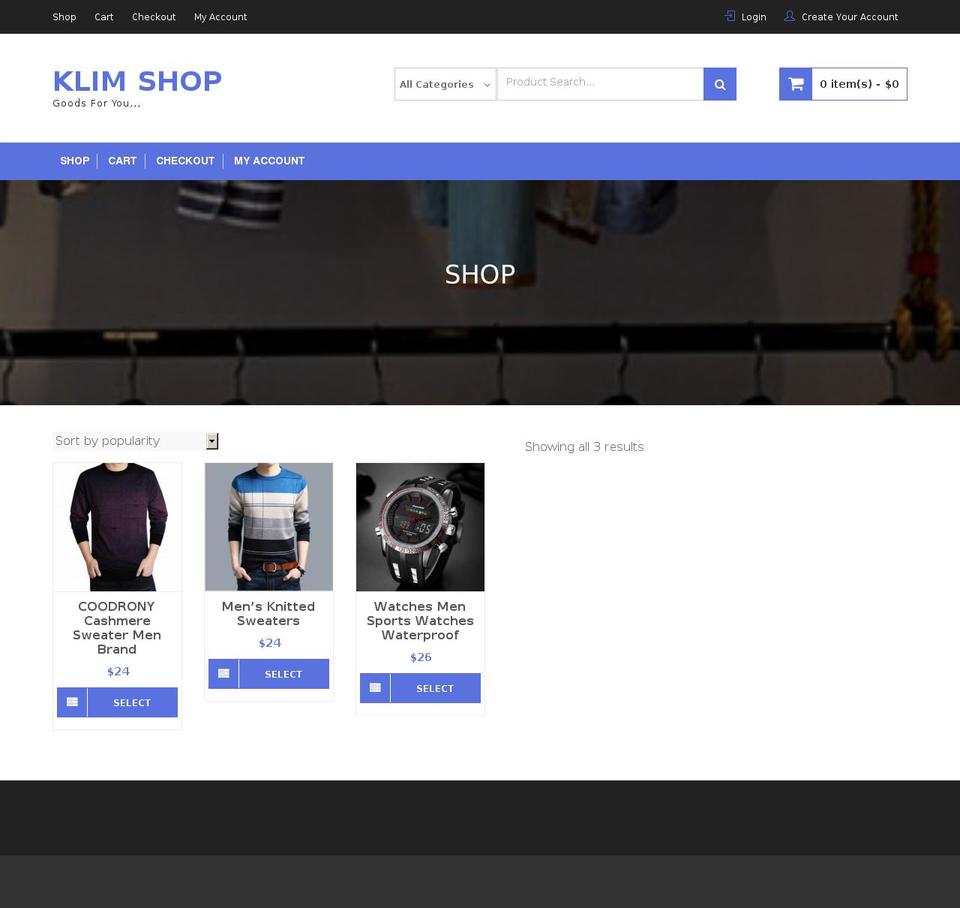 klimshop.com — Shopify storefront screenshot