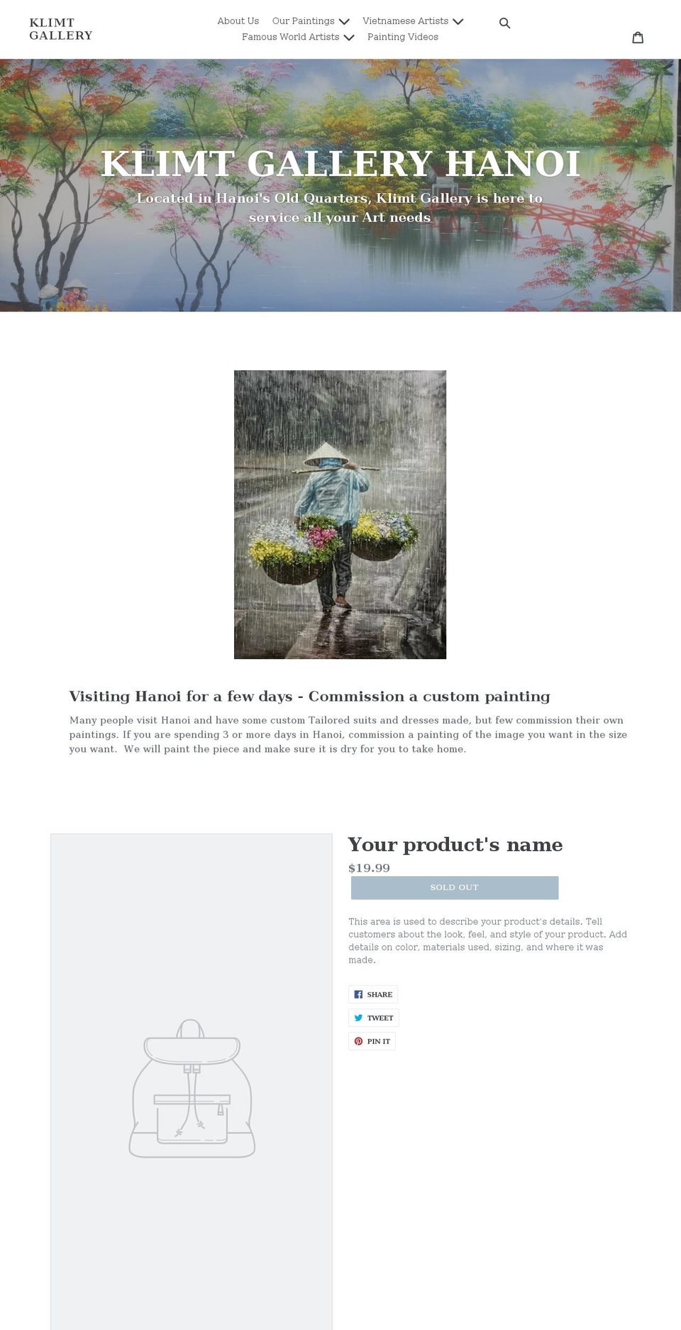 klimtgallery.com shopify website screenshot