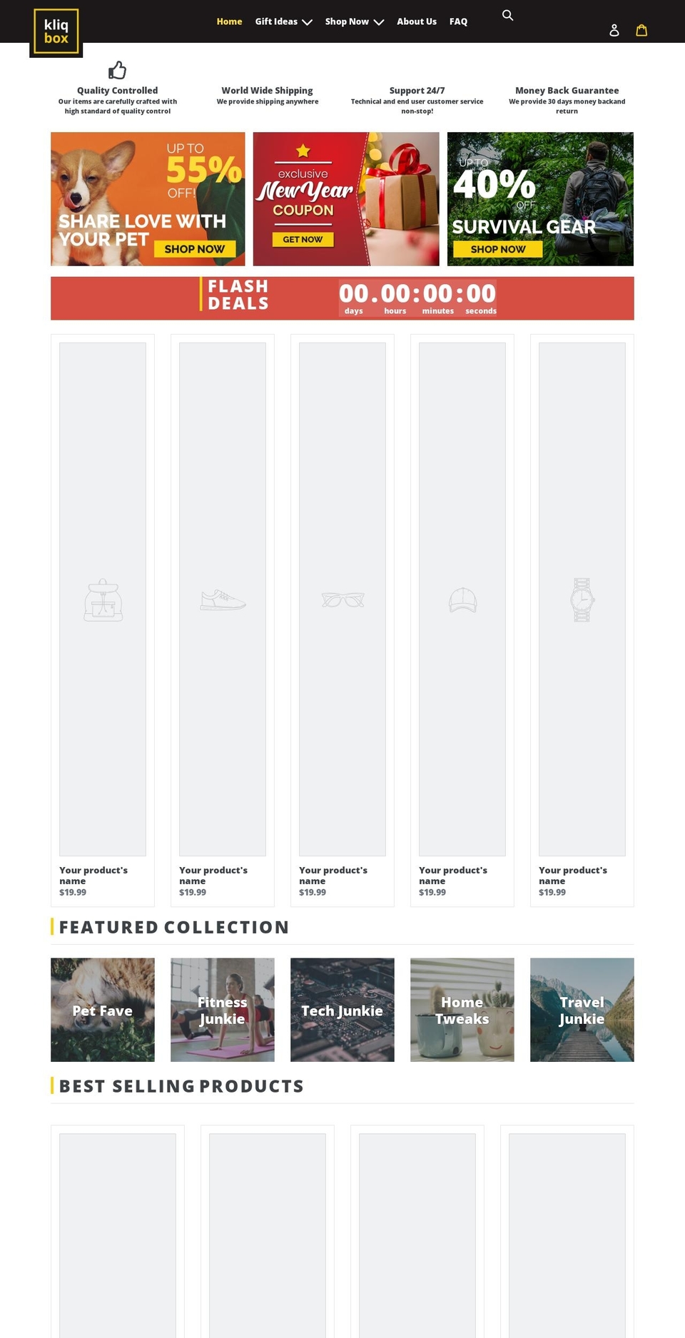 kliqbox.com shopify website screenshot
