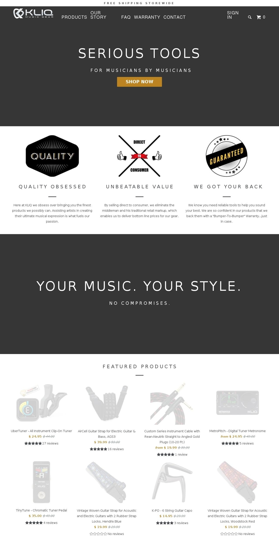 kliqmusic.com shopify website screenshot