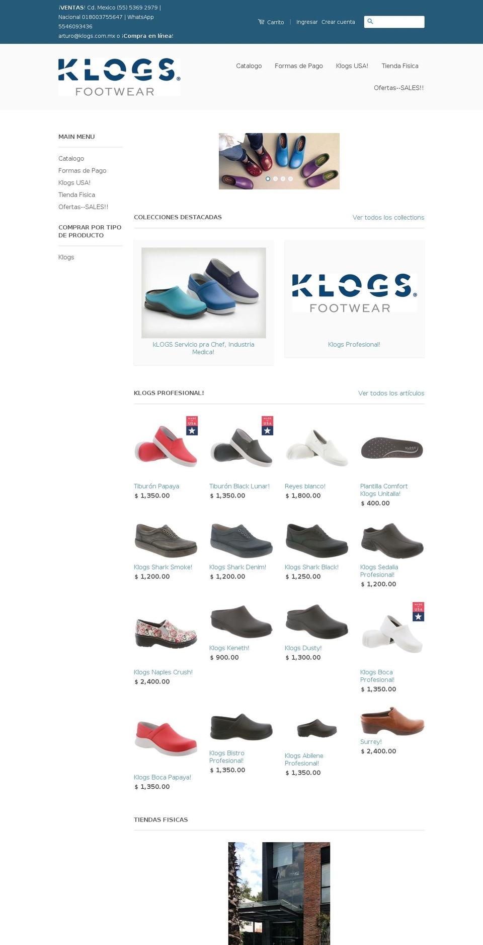 klogs.com.mx shopify website screenshot