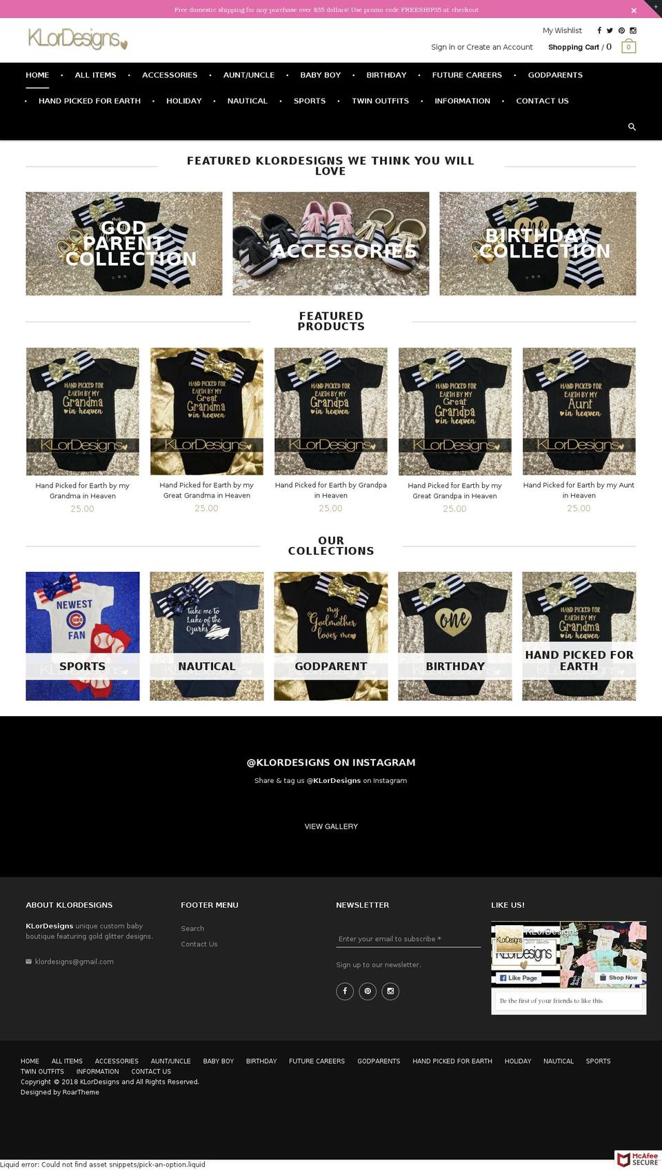 klordesigns.com shopify website screenshot