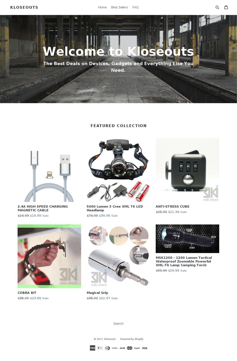 kloseouts.com shopify website screenshot
