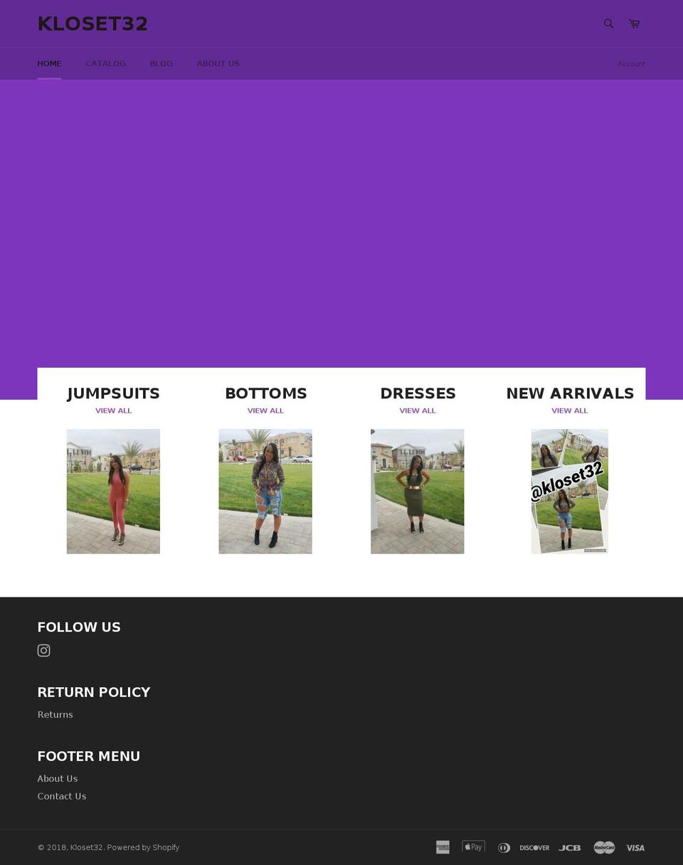 kloset32.com shopify website screenshot