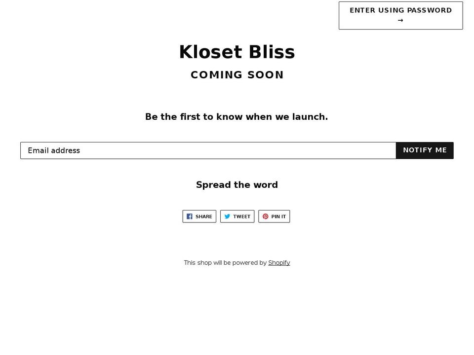 klosetbliss.com — Shopify storefront screenshot