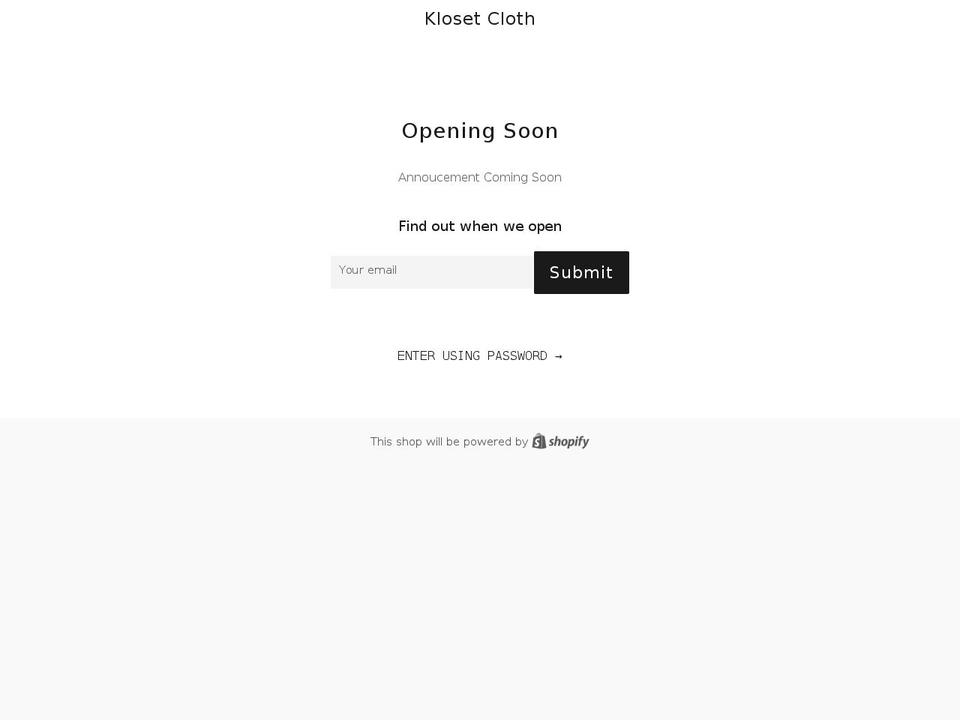 klosetcloth.com shopify website screenshot