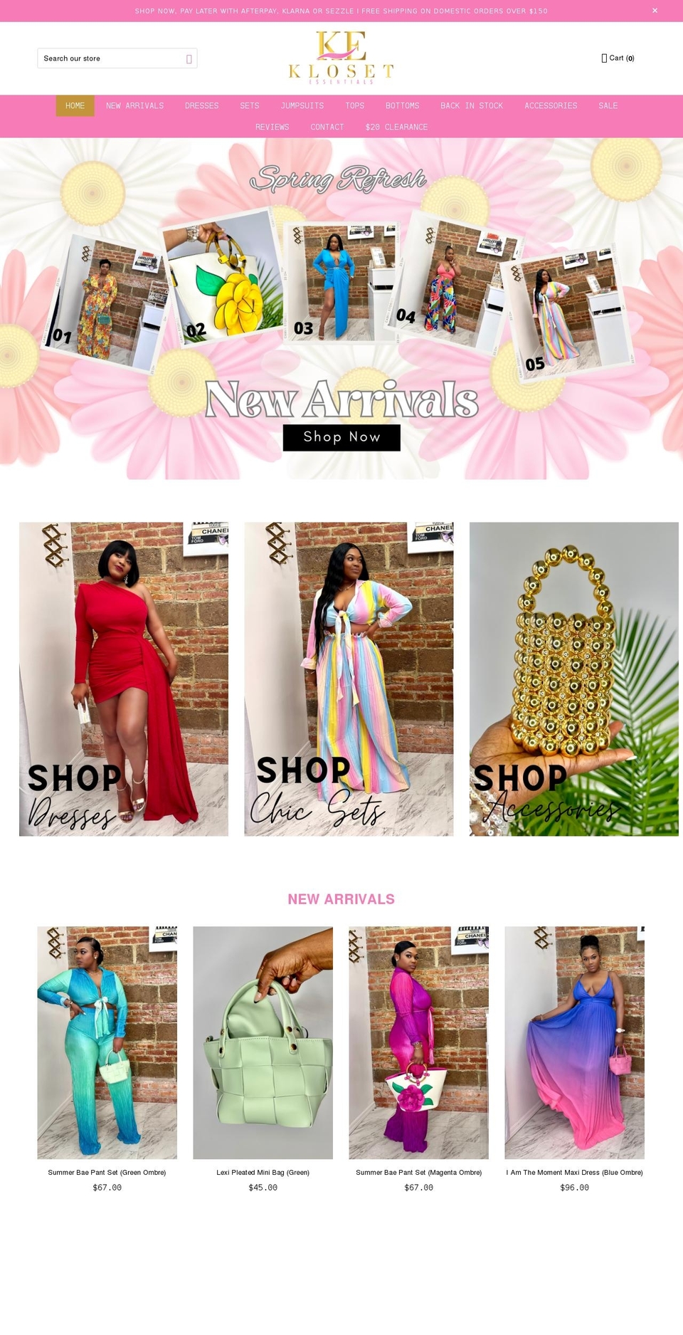 klosetessentials.com shopify website screenshot