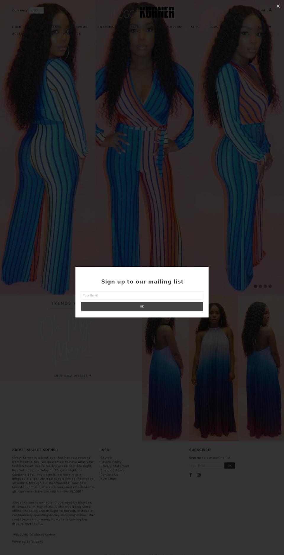 klosetkorner.com shopify website screenshot