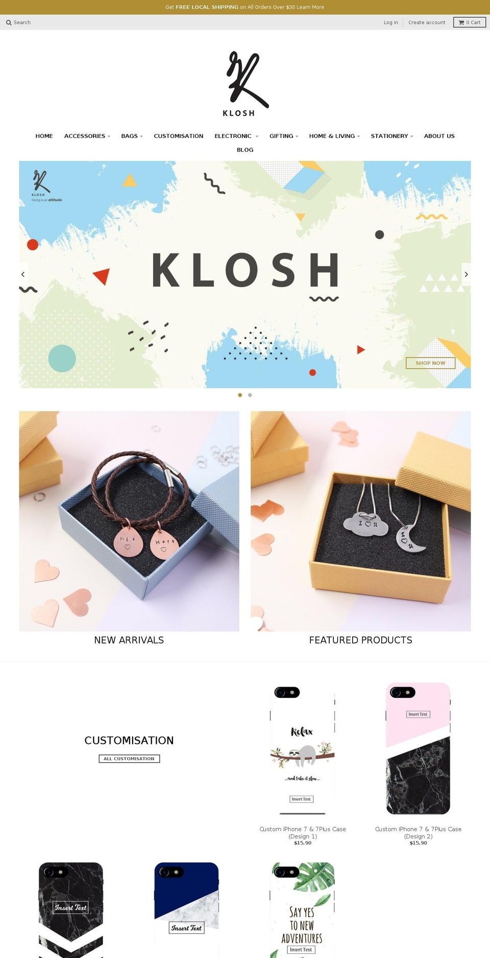klosh.online shopify website screenshot