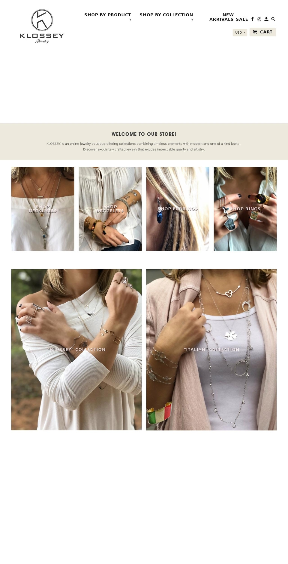 klossey.com shopify website screenshot