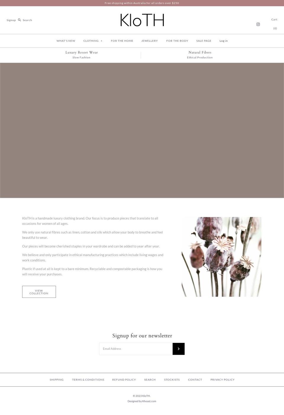 kloth.com.au shopify website screenshot