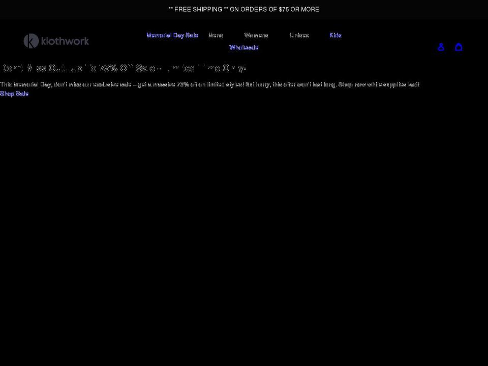 klothwork.com shopify website screenshot