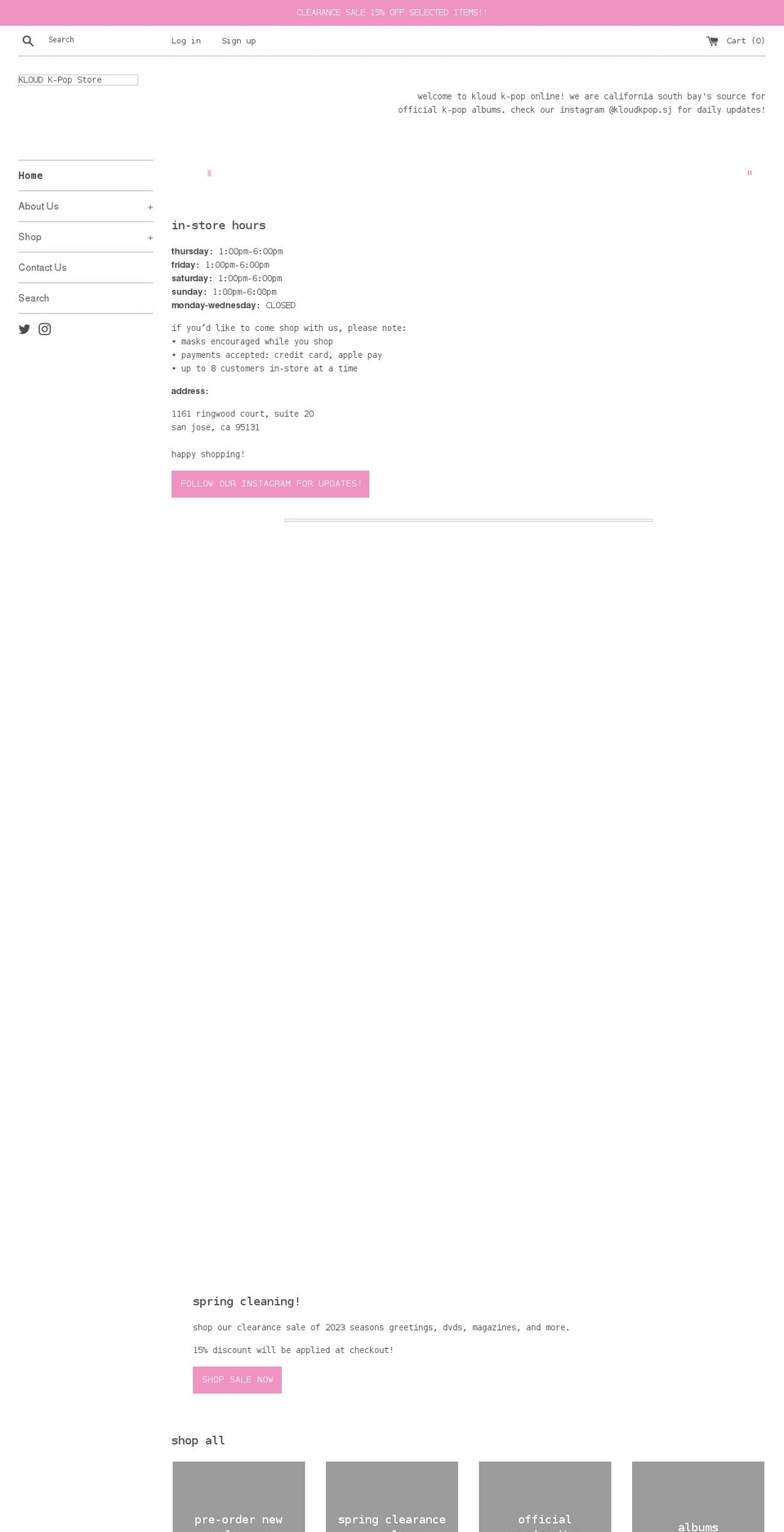 kloudkpop.com shopify website screenshot