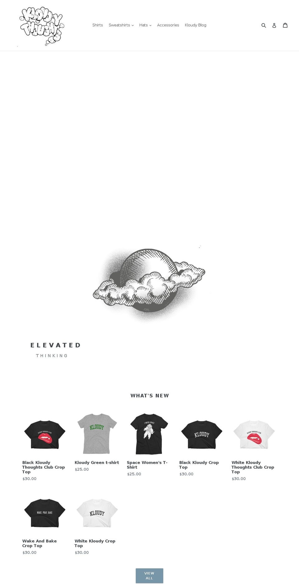 kloudythoughts.com — Shopify storefront screenshot