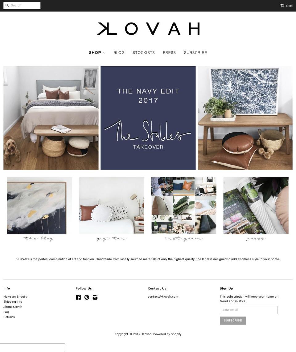 klovah.com shopify website screenshot