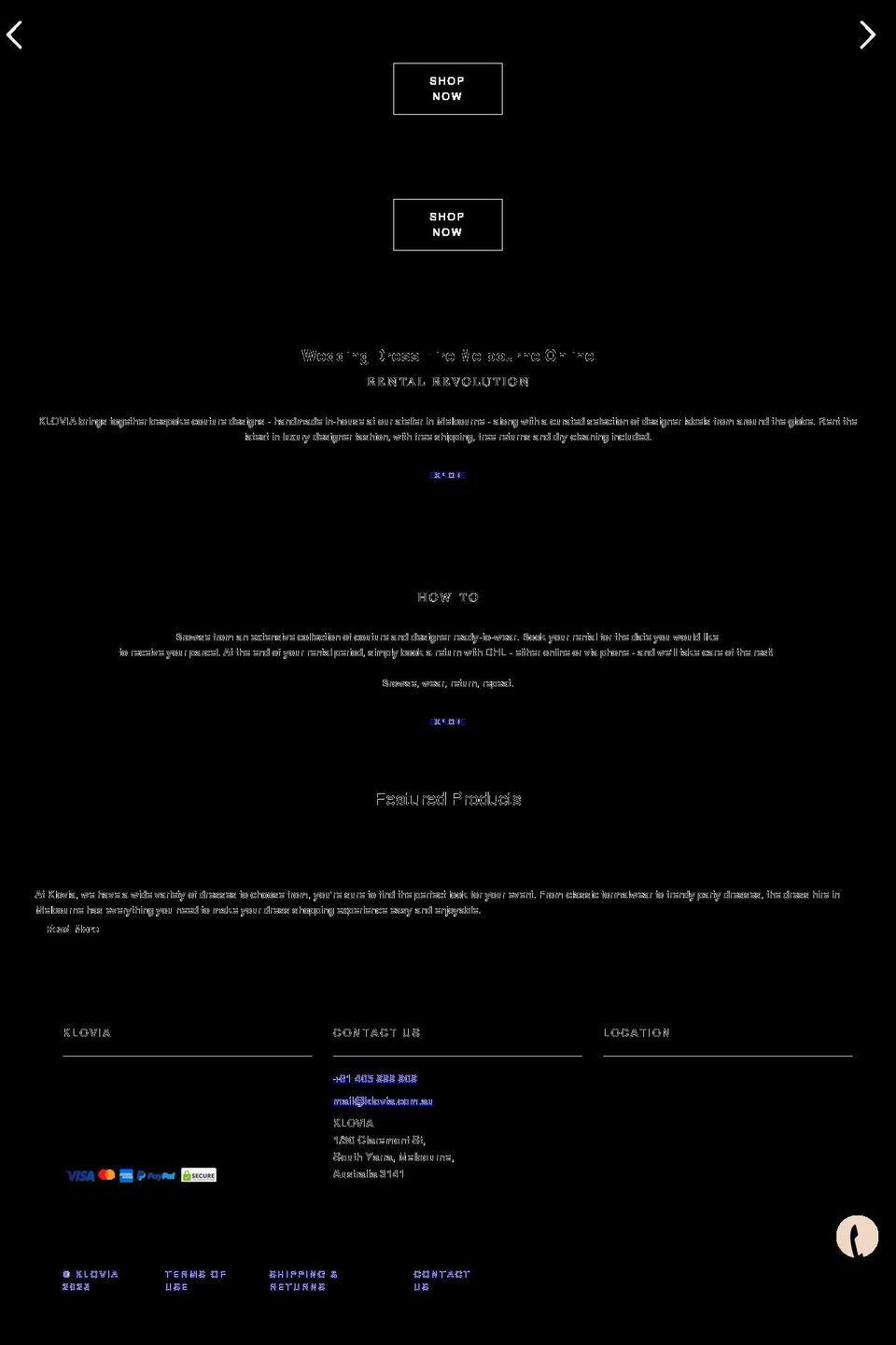 klovia.com.au shopify website screenshot