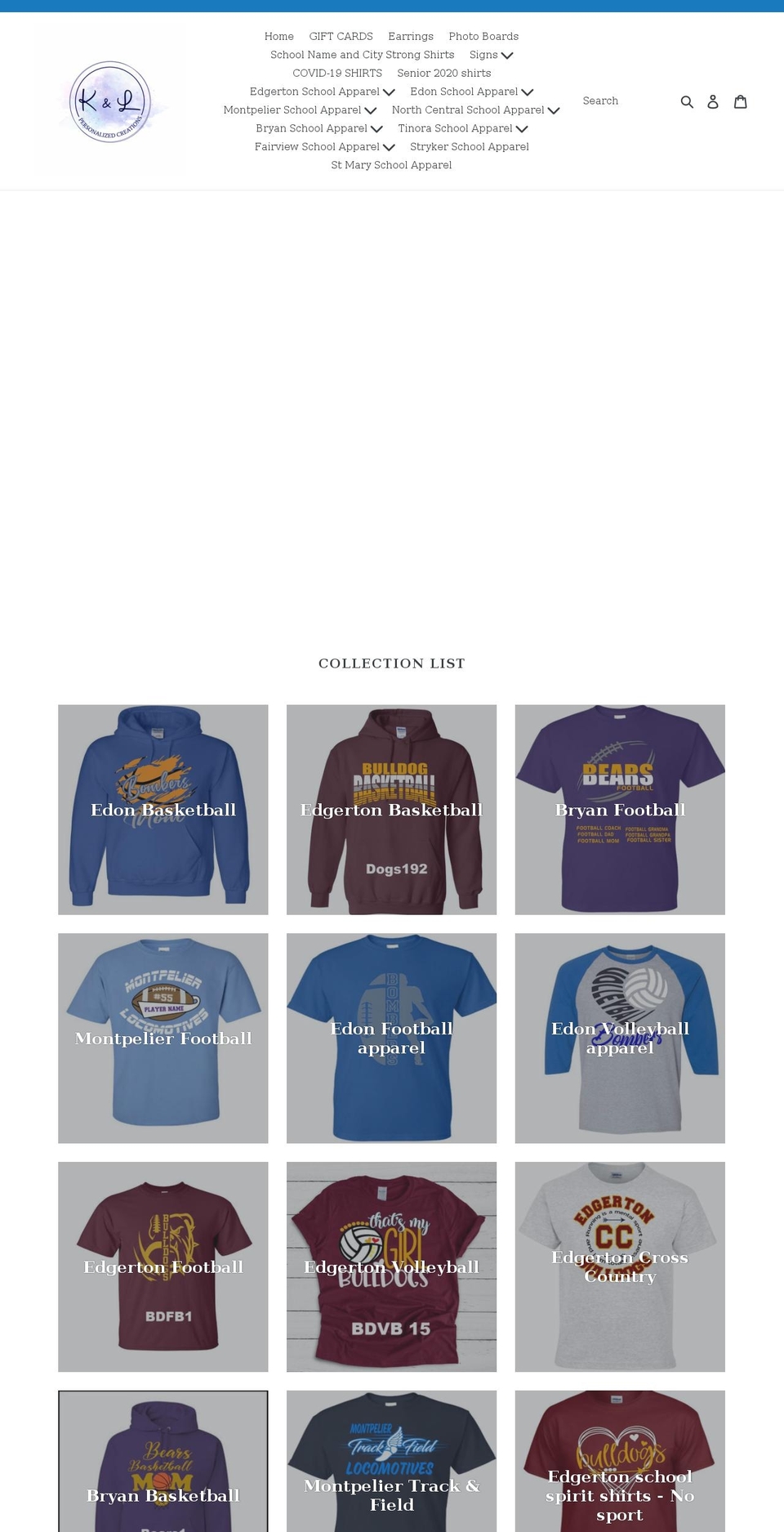 klpersonalizedcreations.com — Shopify storefront screenshot