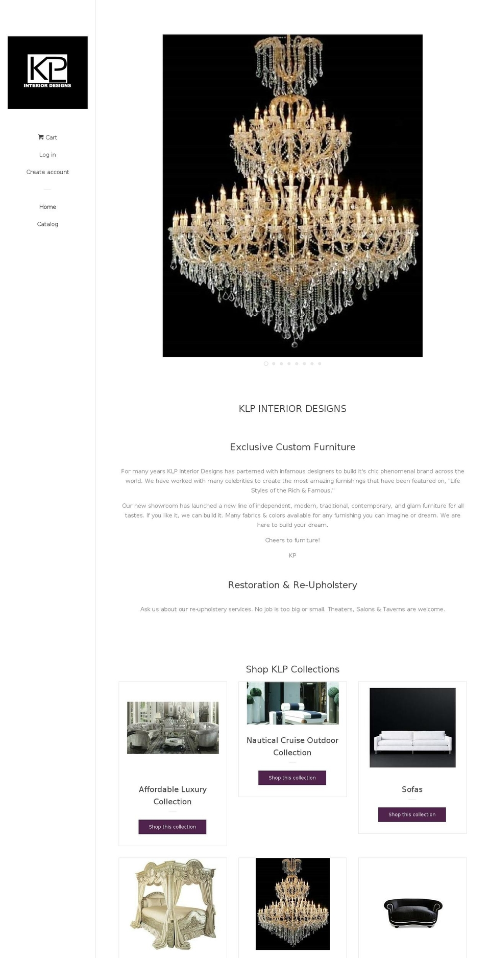 klpinteriordesigns.com — Shopify storefront screenshot
