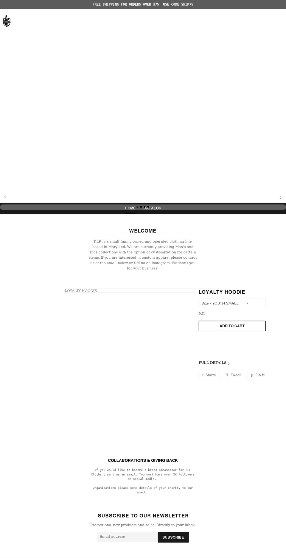 klrclothing.com shopify website screenshot