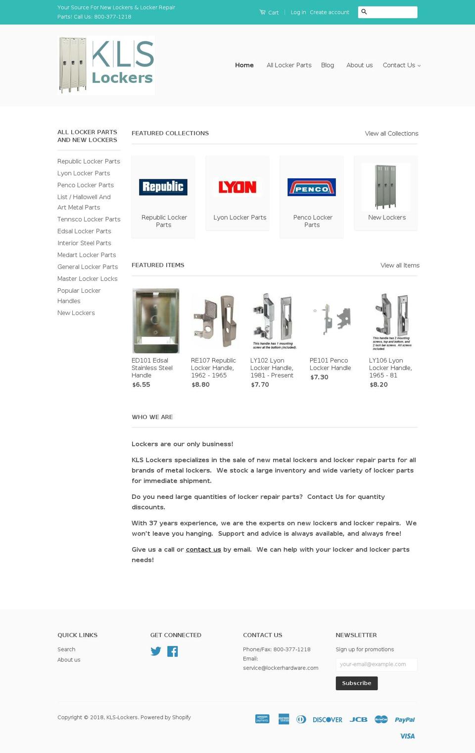 kls-lockers.com — Shopify storefront screenshot
