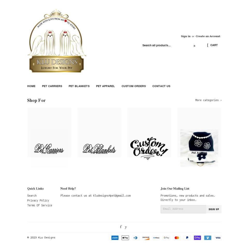 kludesigns.com shopify website screenshot