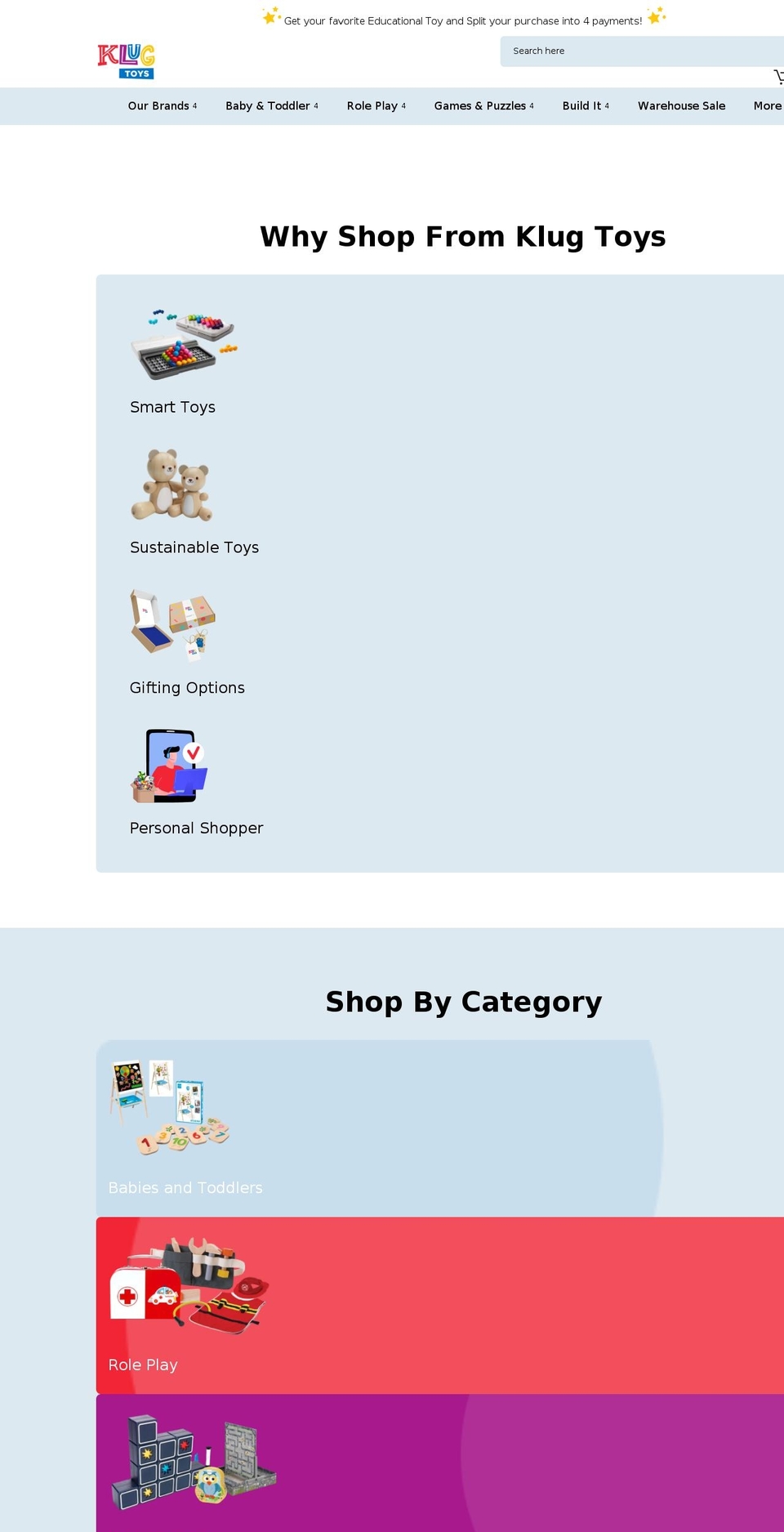 klugtoys.com shopify website screenshot