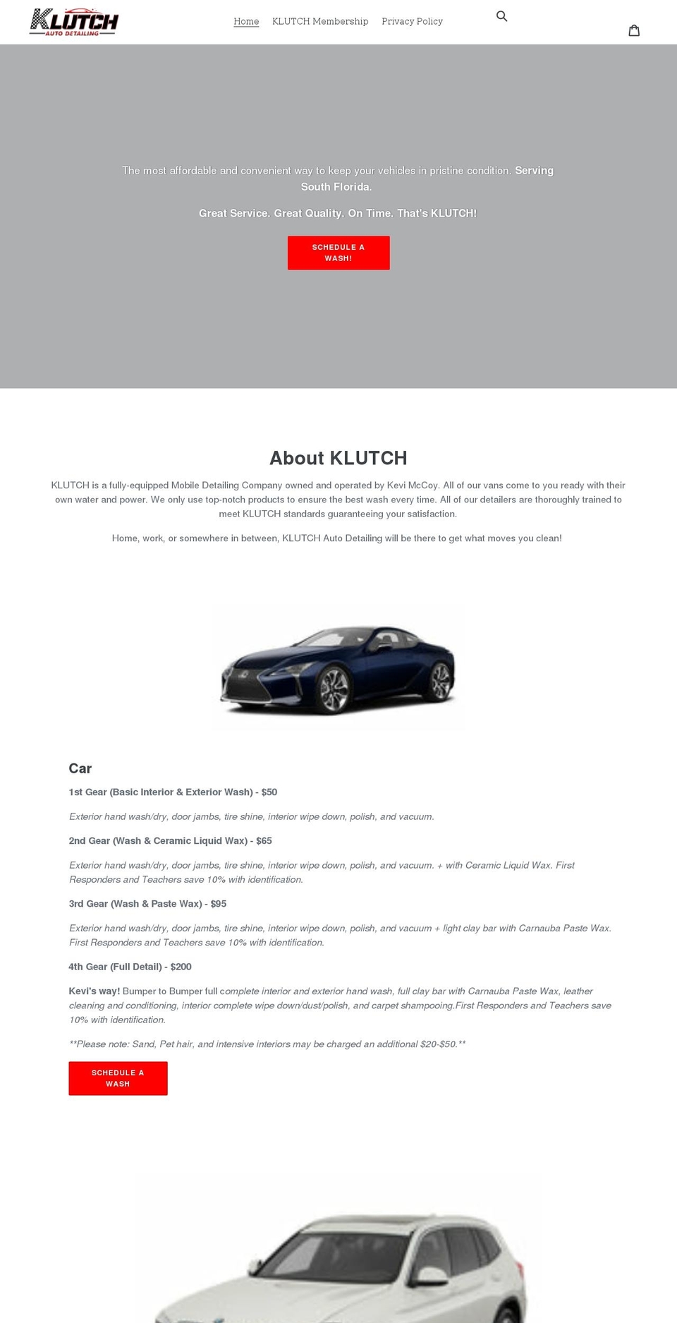 klutchautodetailing.com shopify website screenshot
