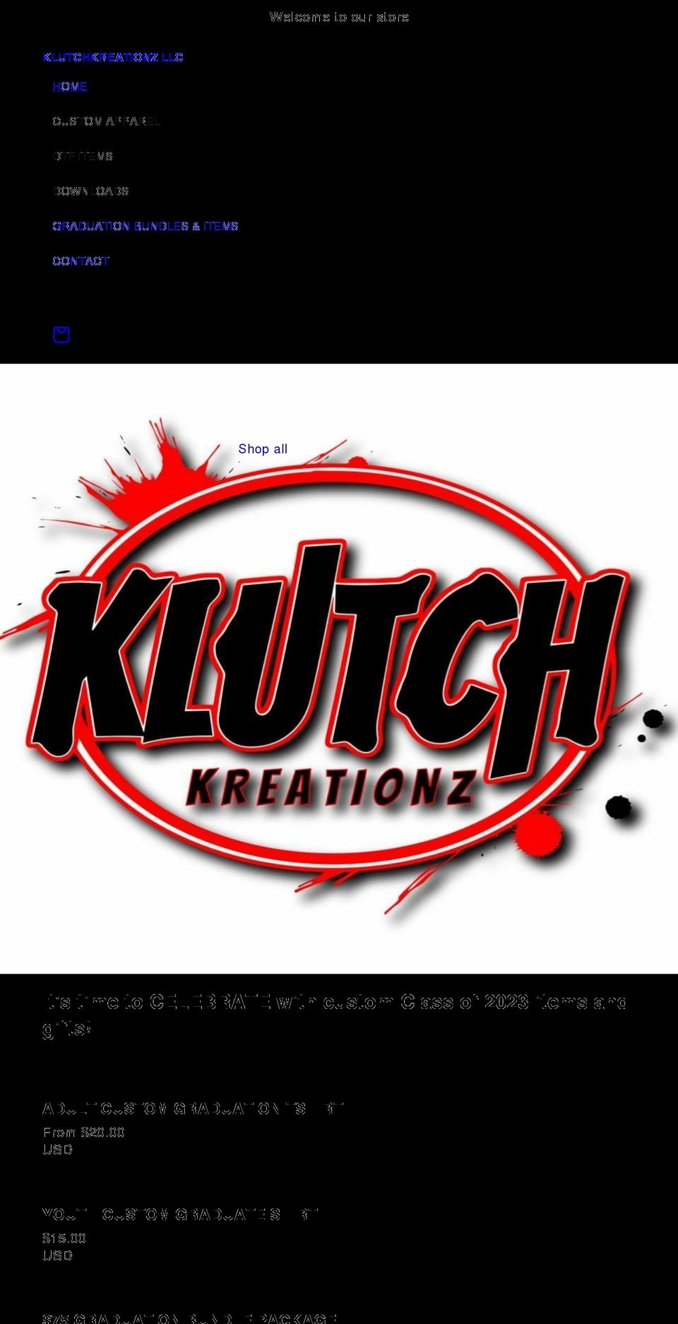 klutchkreationz.com shopify website screenshot