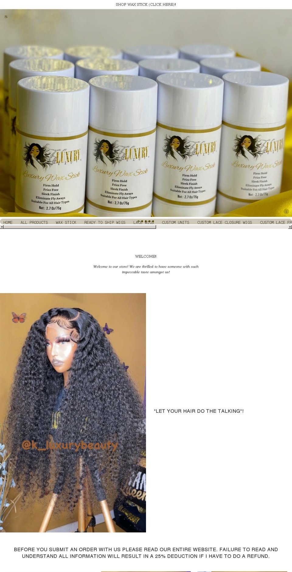 kluxurybeauty.com shopify website screenshot