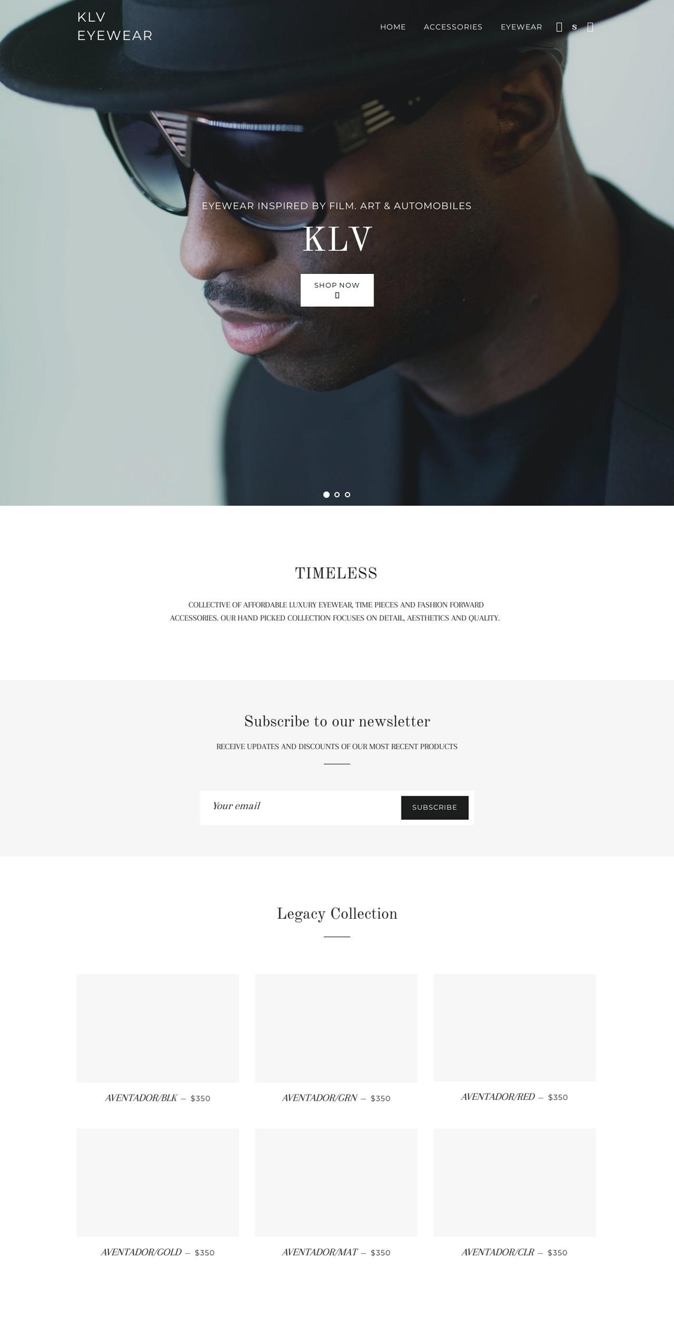 klveyewear.com shopify website screenshot