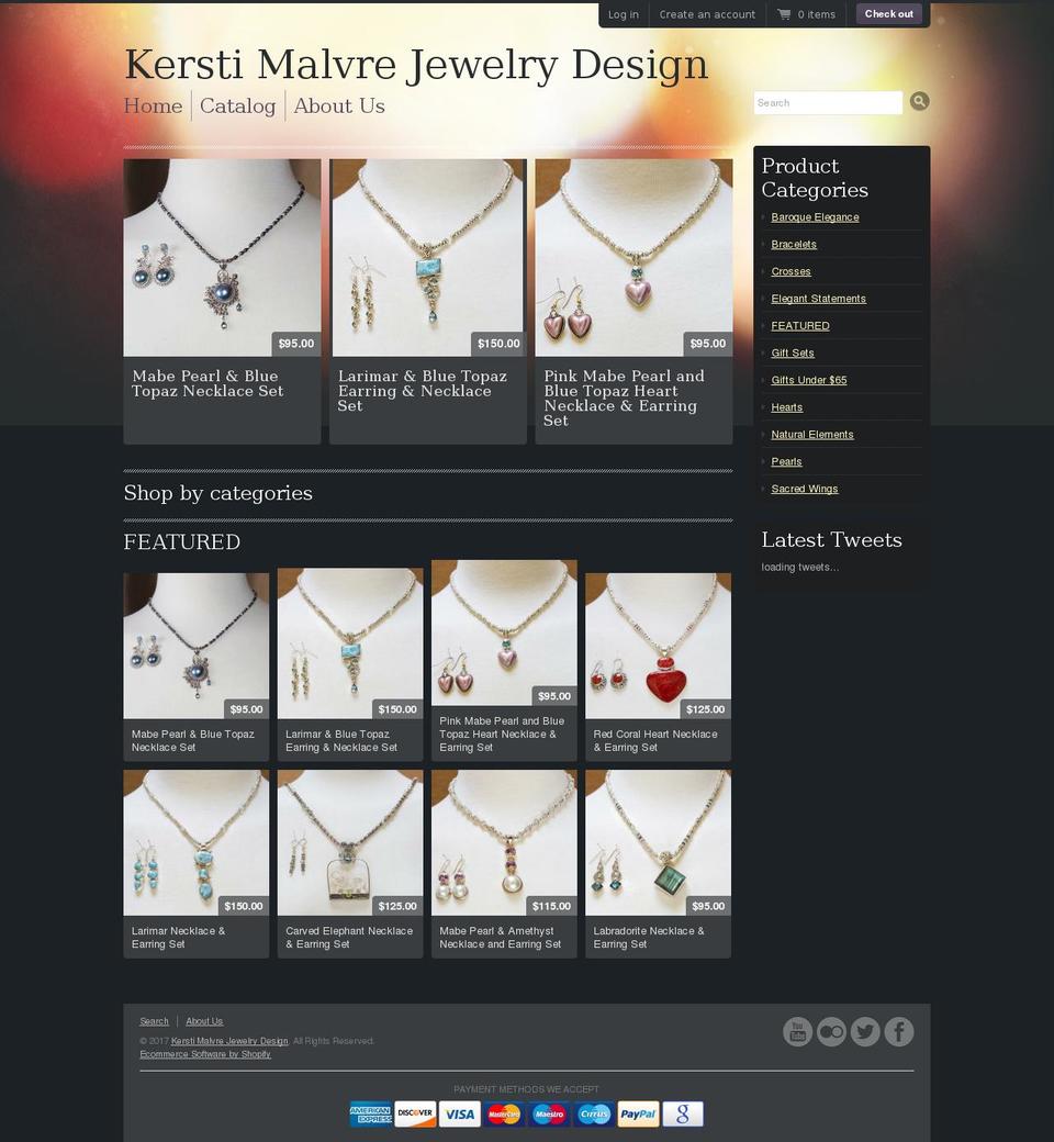 kmalvrejewelrydesign.com shopify website screenshot