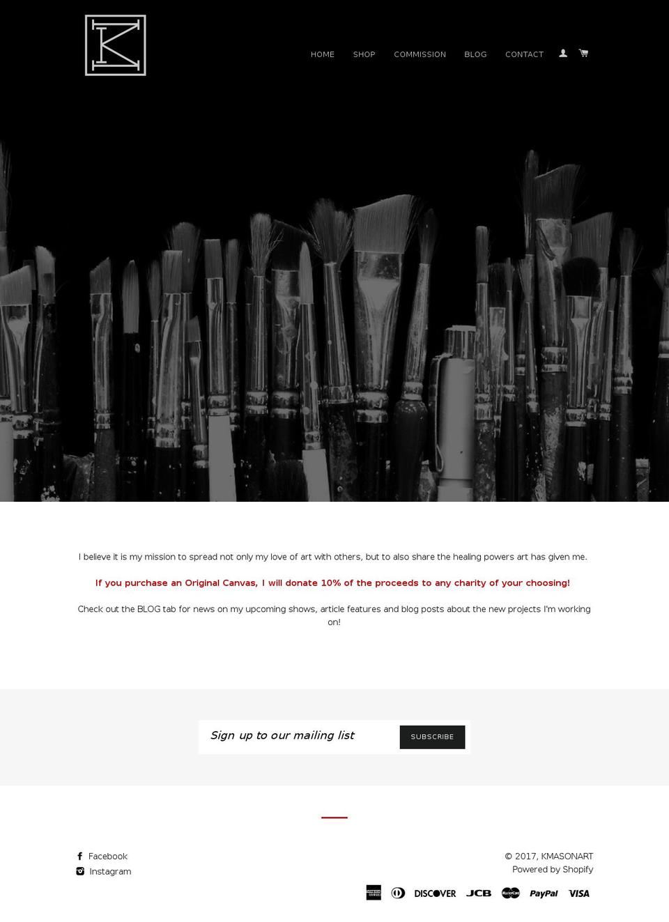 kmasonart.com shopify website screenshot