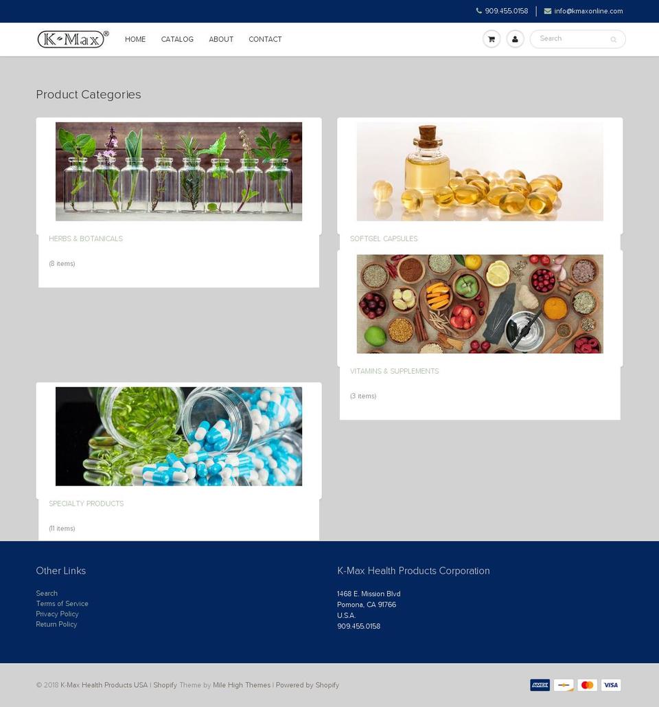 kmax-products.com — Shopify storefront screenshot
