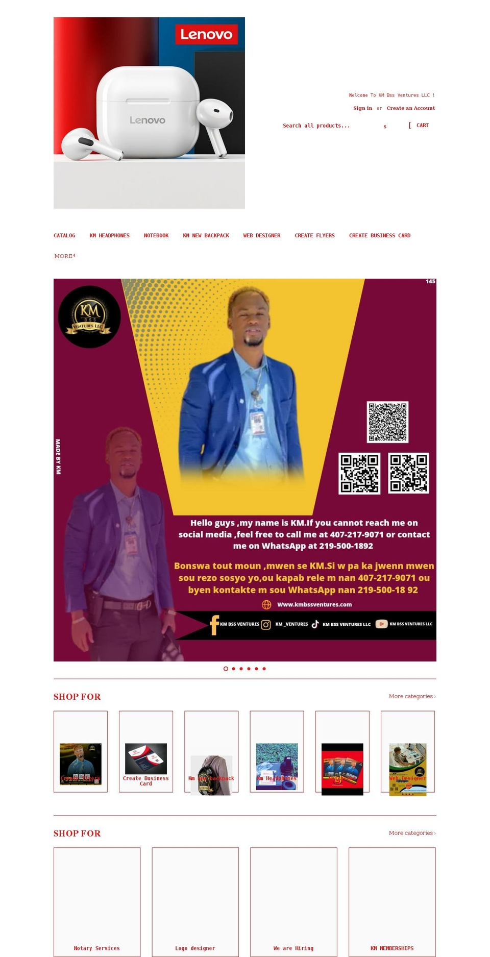 kmbssventures.com shopify website screenshot