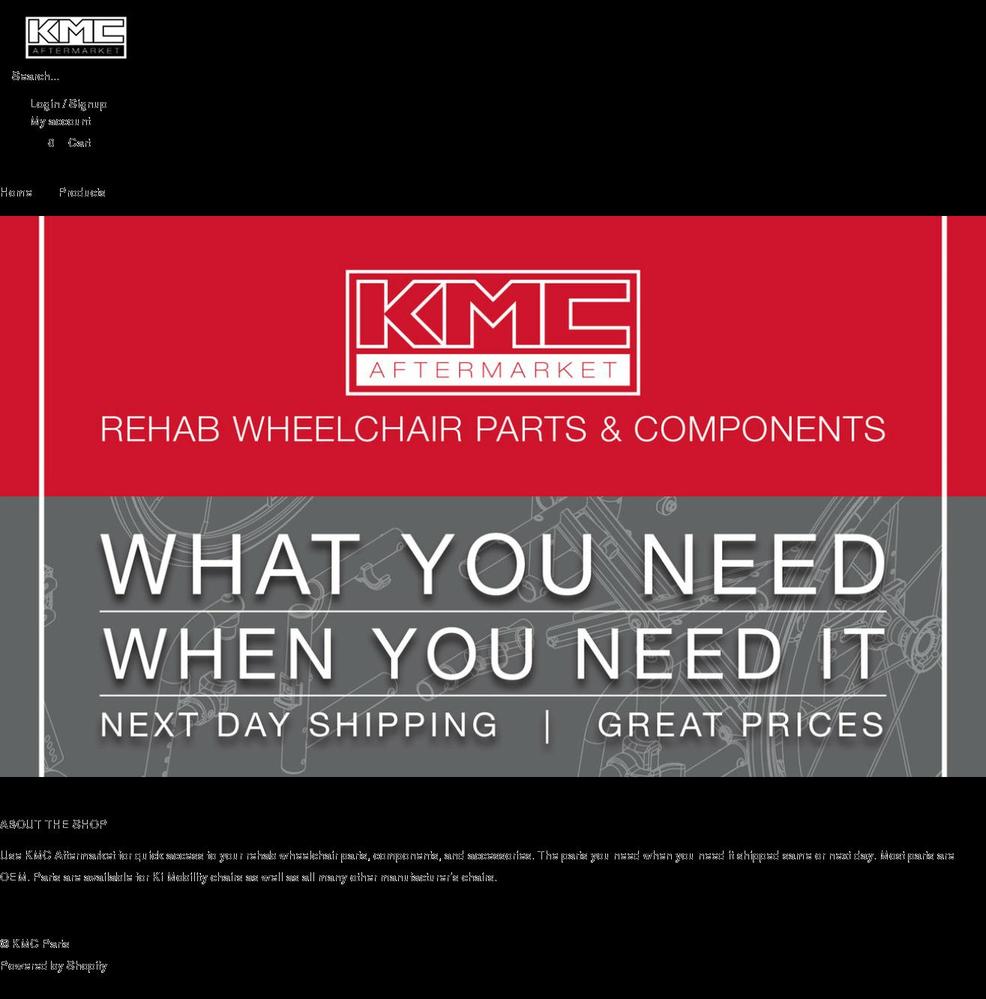 kmcparts.ca shopify website screenshot