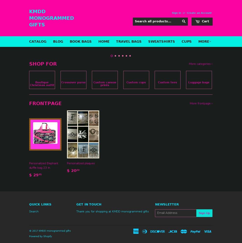 kmdd-monogrammedgifts.com shopify website screenshot