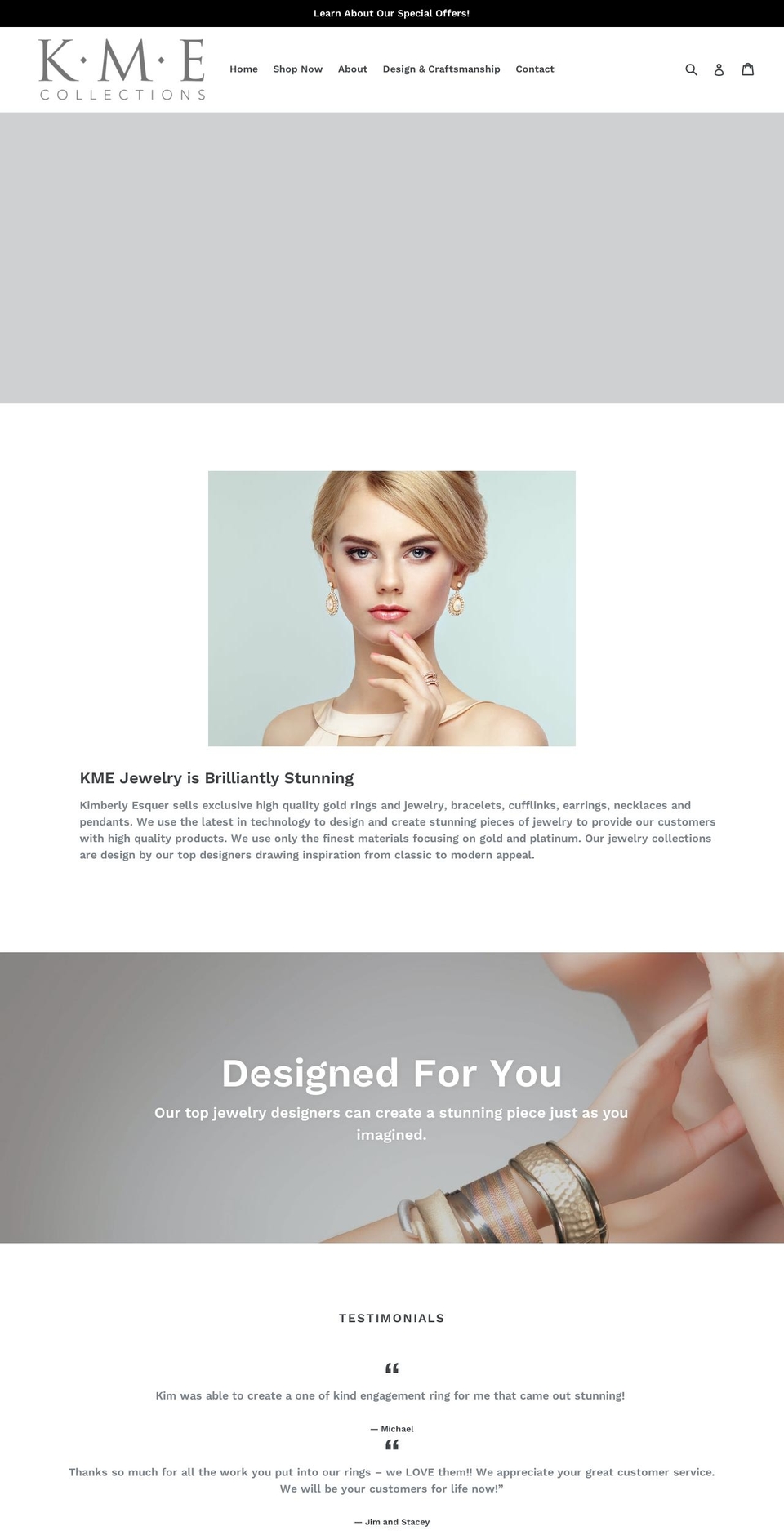 kmecollections.com — Shopify storefront screenshot