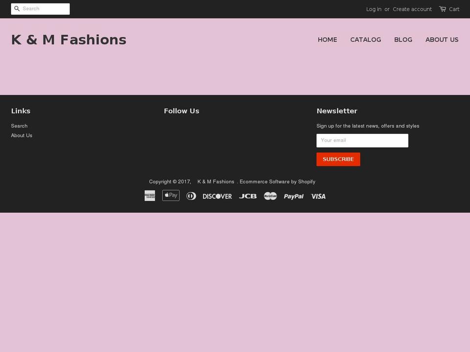 kmfashions.net shopify website screenshot