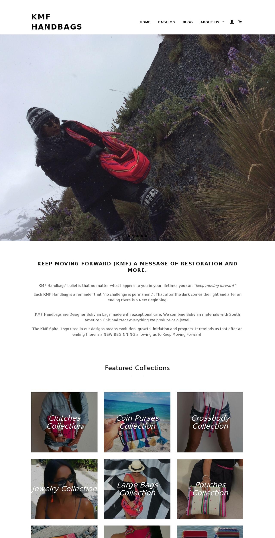 kmfhandbags.com shopify website screenshot