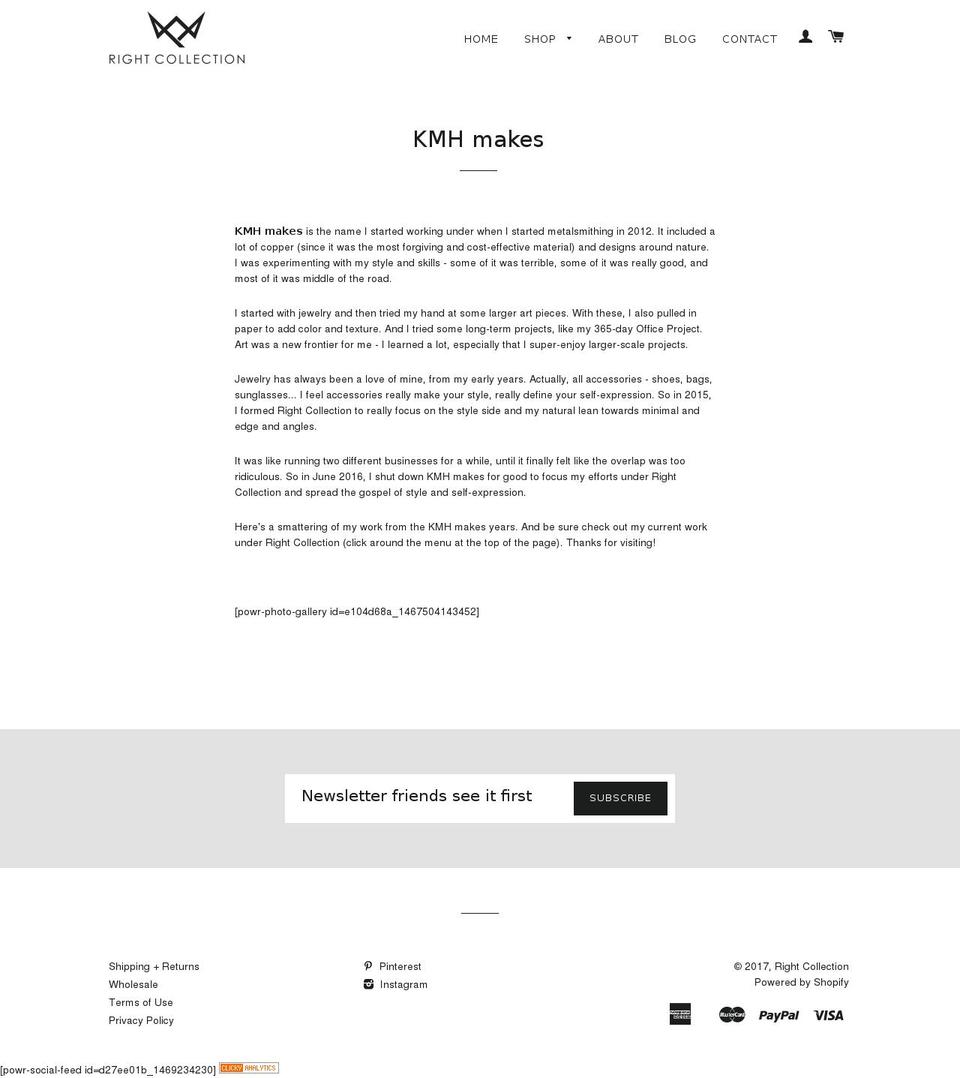 kmhmakes.com shopify website screenshot