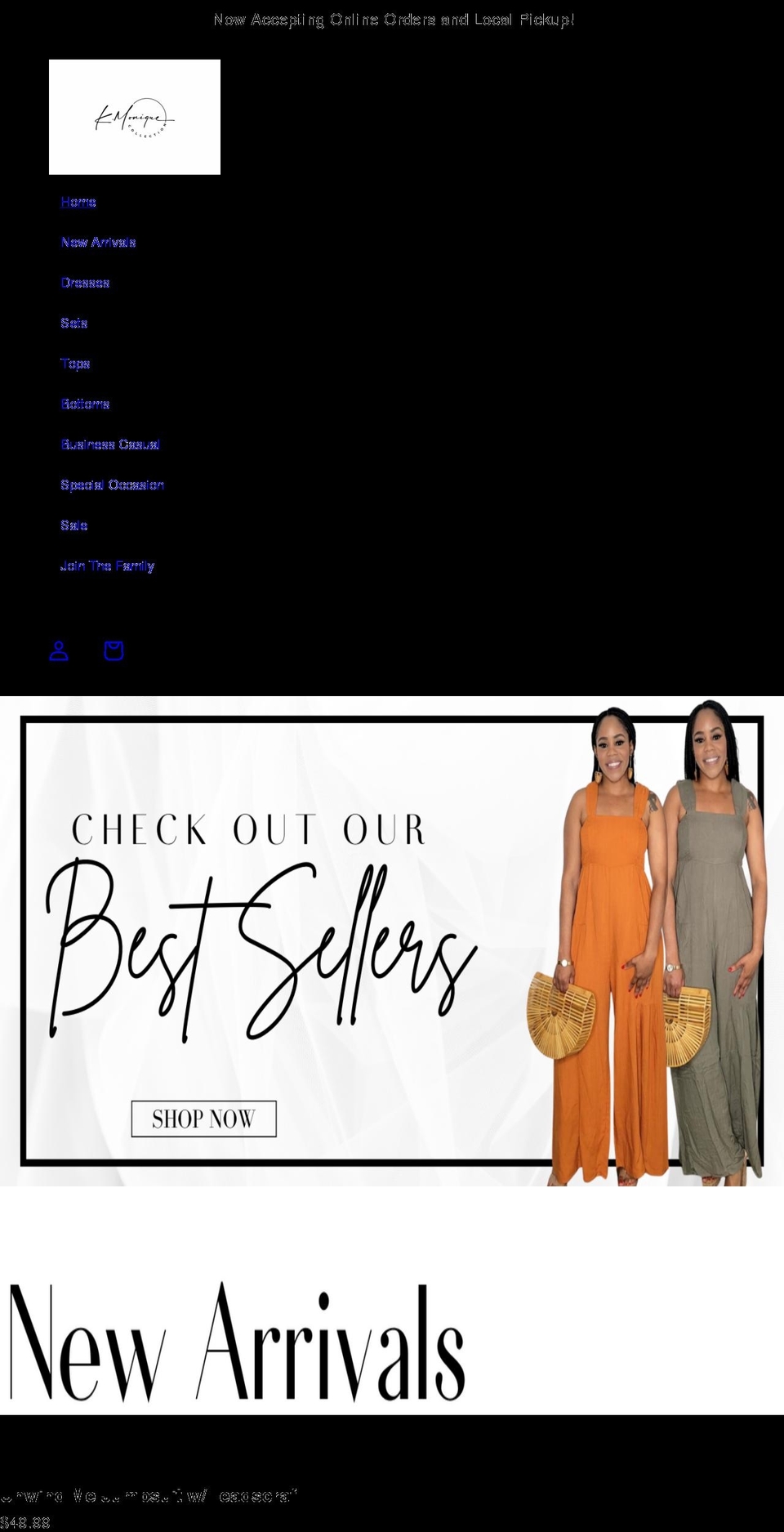 kmoniquecollection.com shopify website screenshot