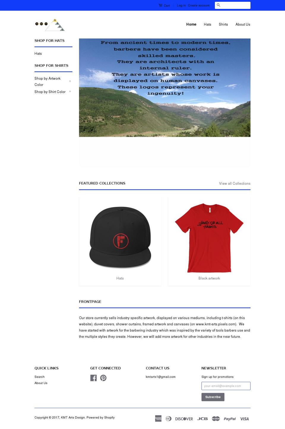kmt-arts.com shopify website screenshot