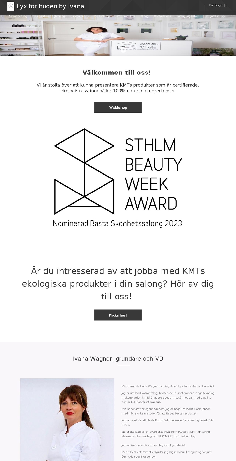 kmtbiocosmetics.se shopify website screenshot