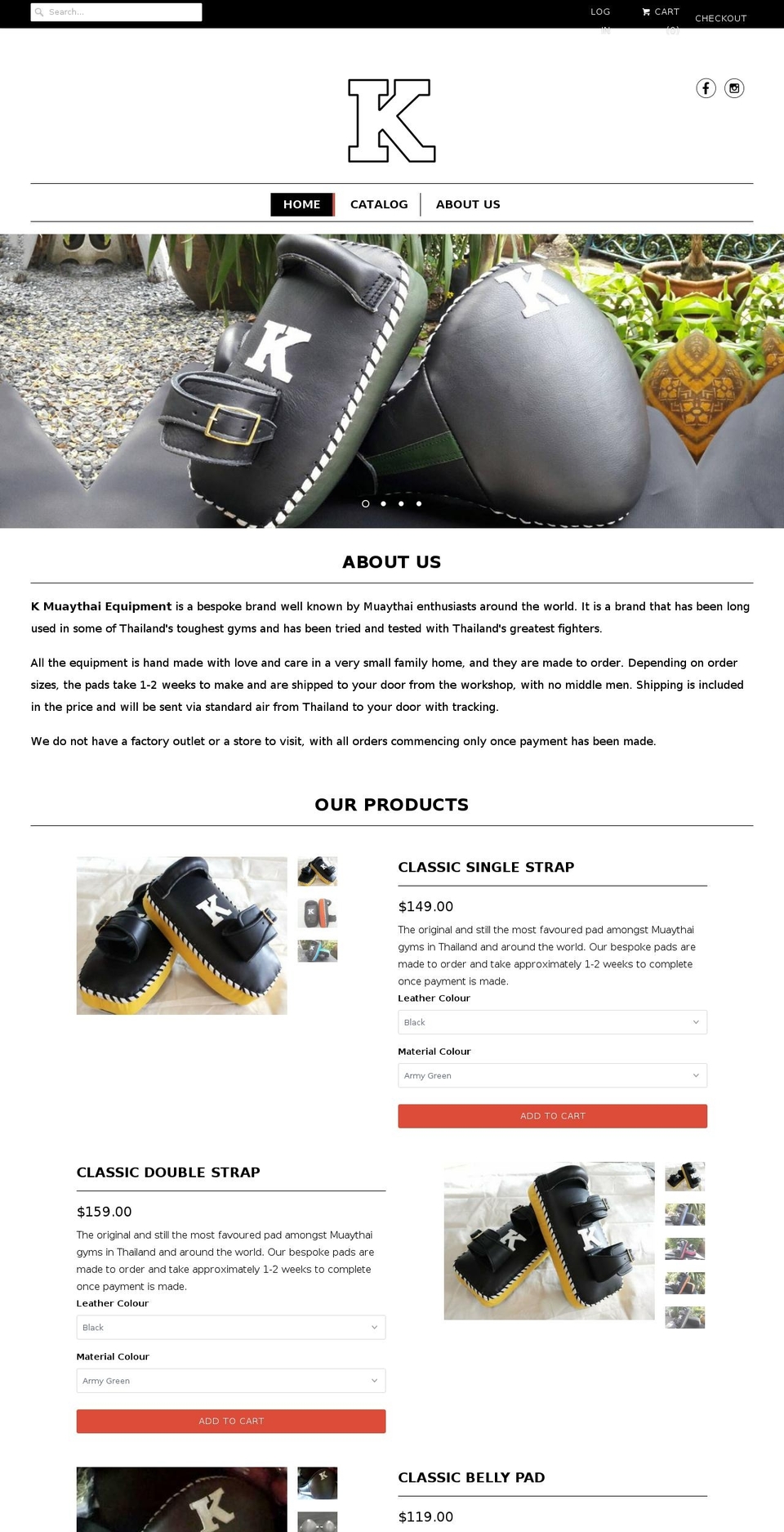 kmuaythaiequipment.com shopify website screenshot