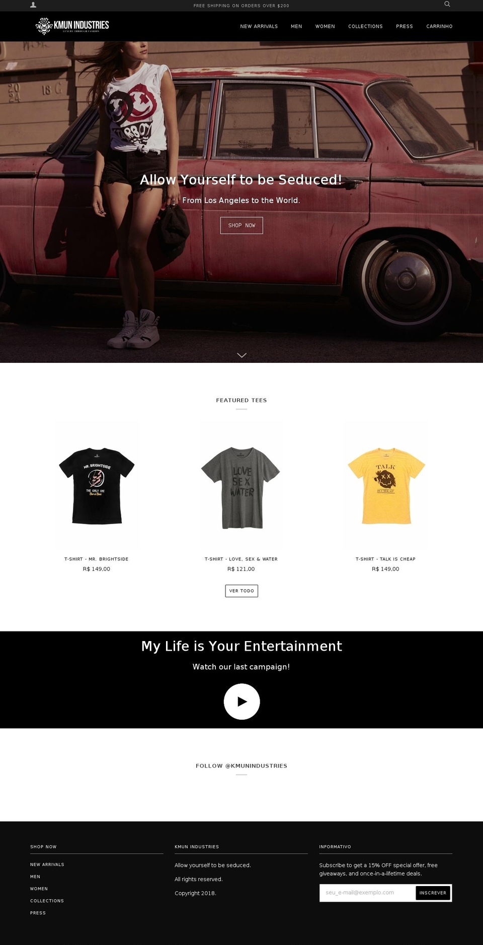 kmunindustries.com — Shopify storefront screenshot