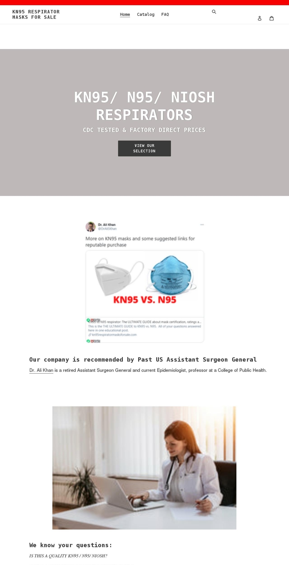 kn95respiratormasksforsale.com shopify website screenshot