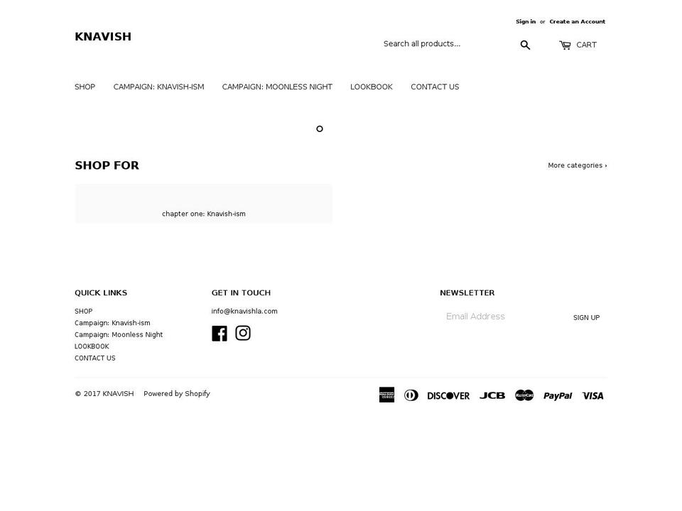 knavishla.com shopify website screenshot