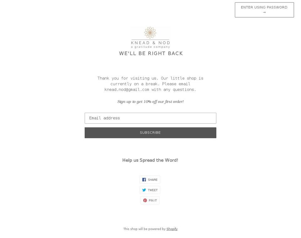 kneadandnod.com shopify website screenshot