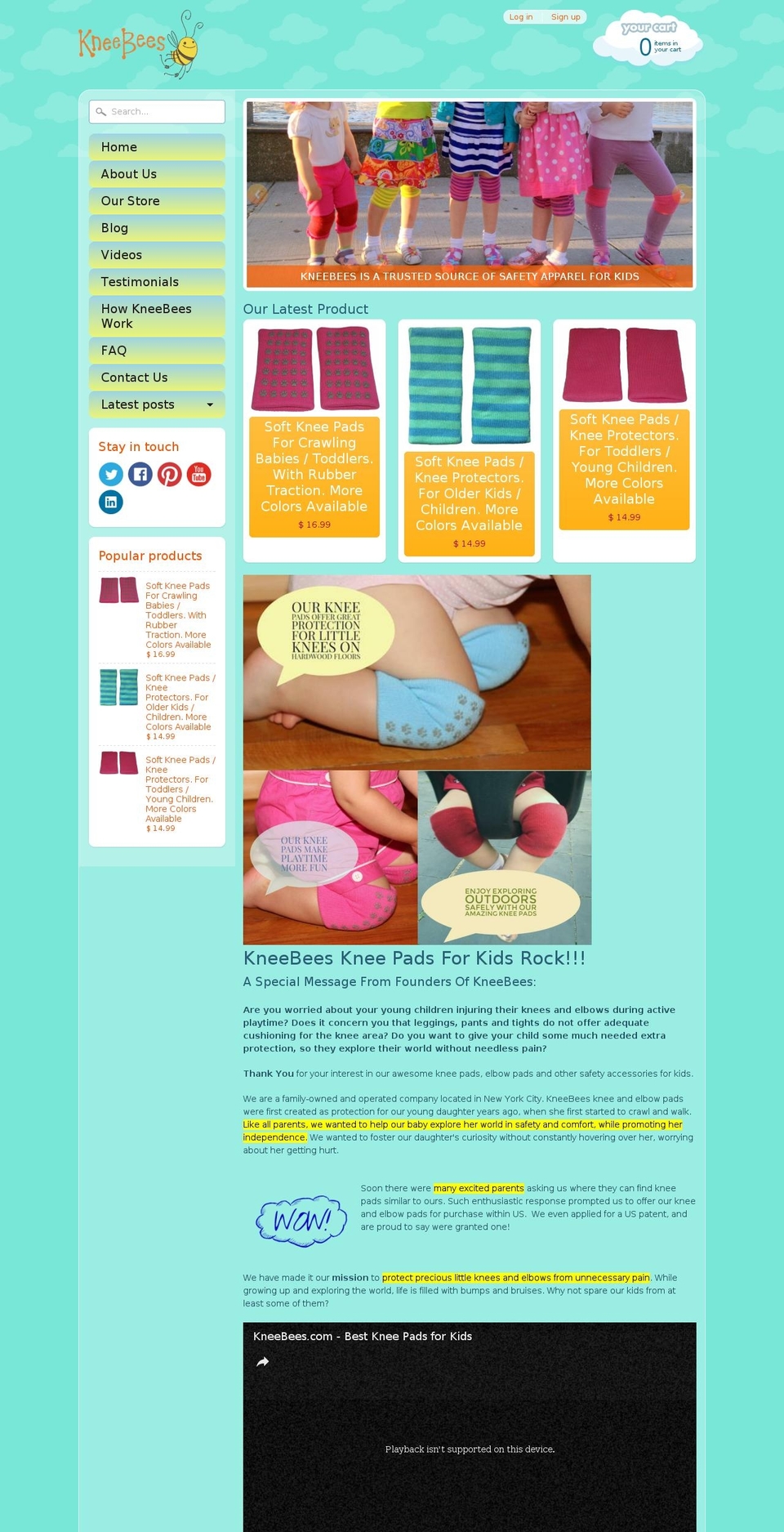 kneebees.com shopify website screenshot
